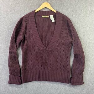 STAMP 10 Burgundy Cable Knit V-Neck Sweater | NWOT | L